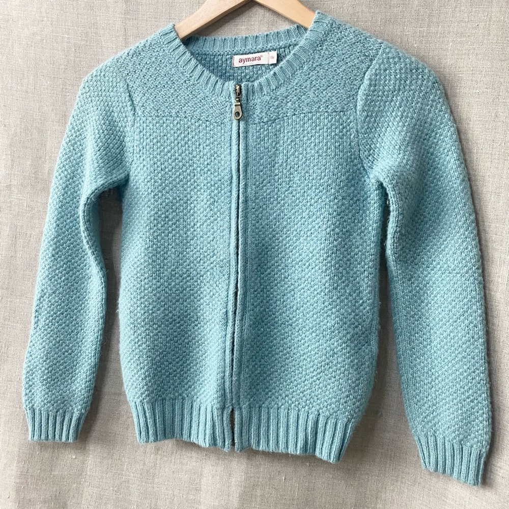 AYMARA Kids Cozycore Boutique Turquoise Alpaca Wool Sweater